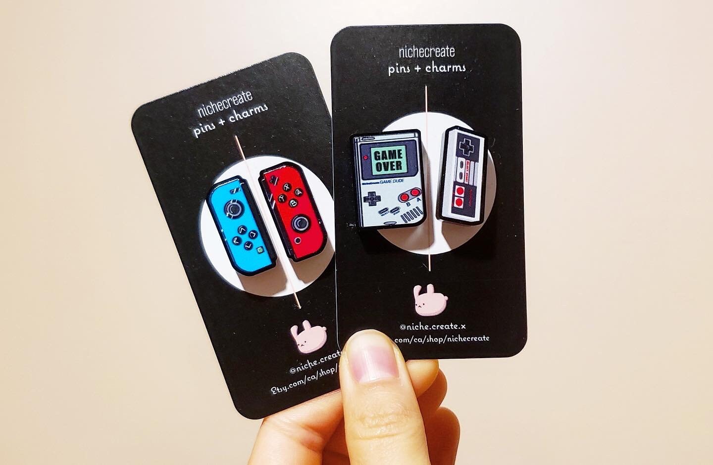 Chunky Black Gaming Acrylic Pins | Classic or Red/Blue