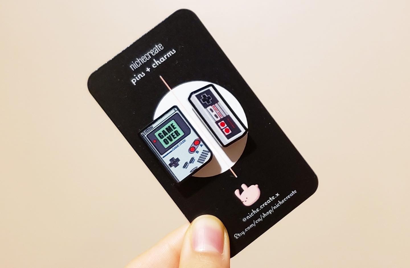 Chunky Black Gaming Acrylic Pins | Classic or Red/Blue