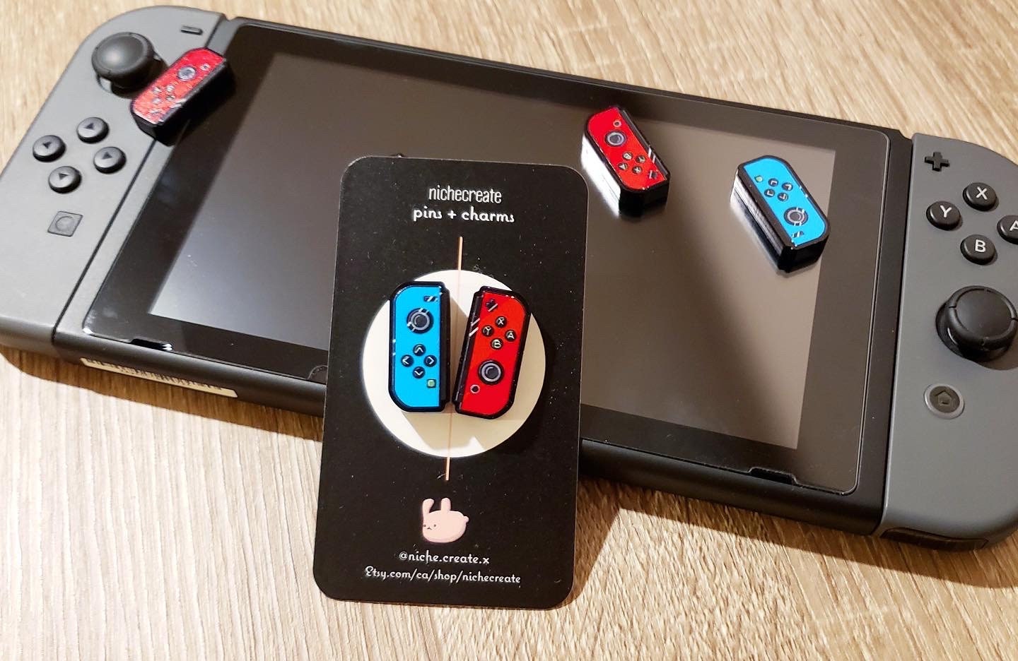 Chunky Black Gaming Acrylic Pins | Classic or Red/Blue