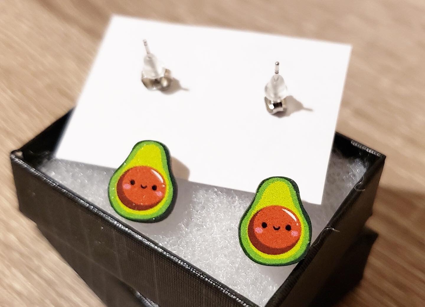 Avocado + Egg Wooden Earring Studs