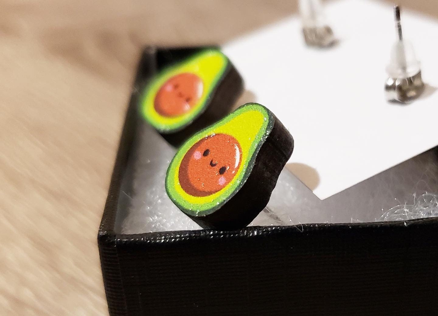 Avocado + Egg Wooden Earring Studs