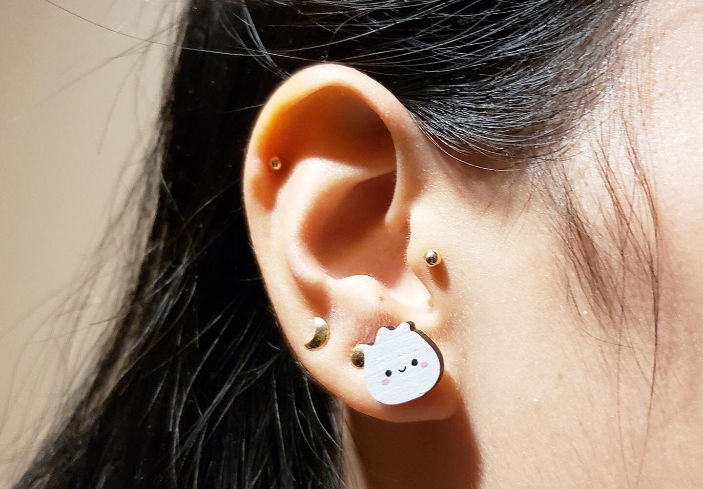 Dim Sum Wooden Earring Studs