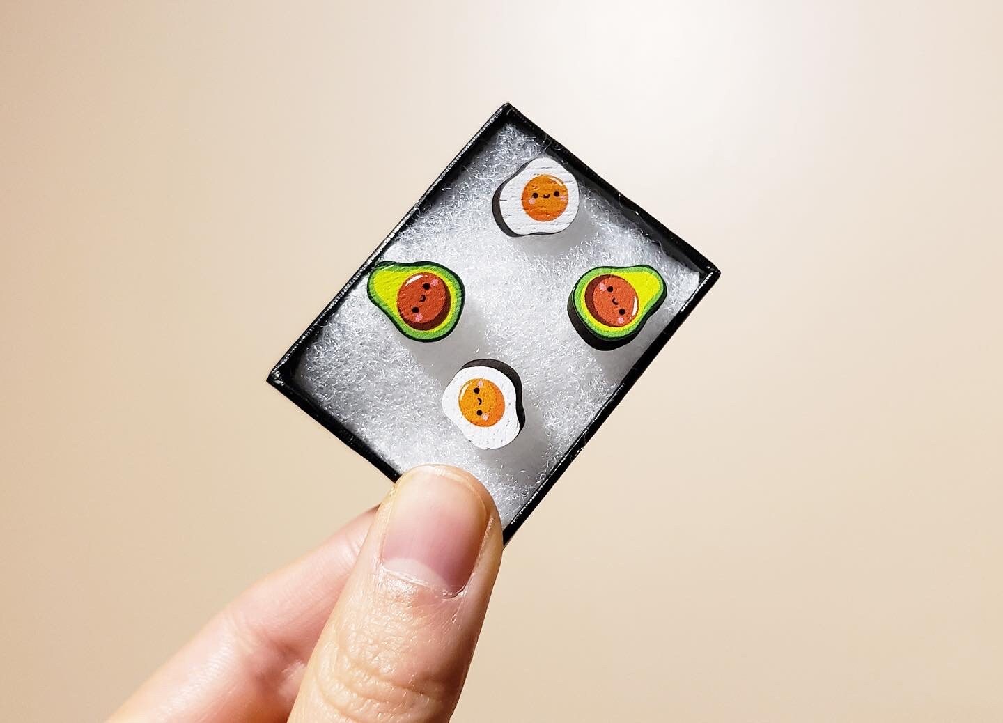 Avocado + Egg Wooden Earring Studs