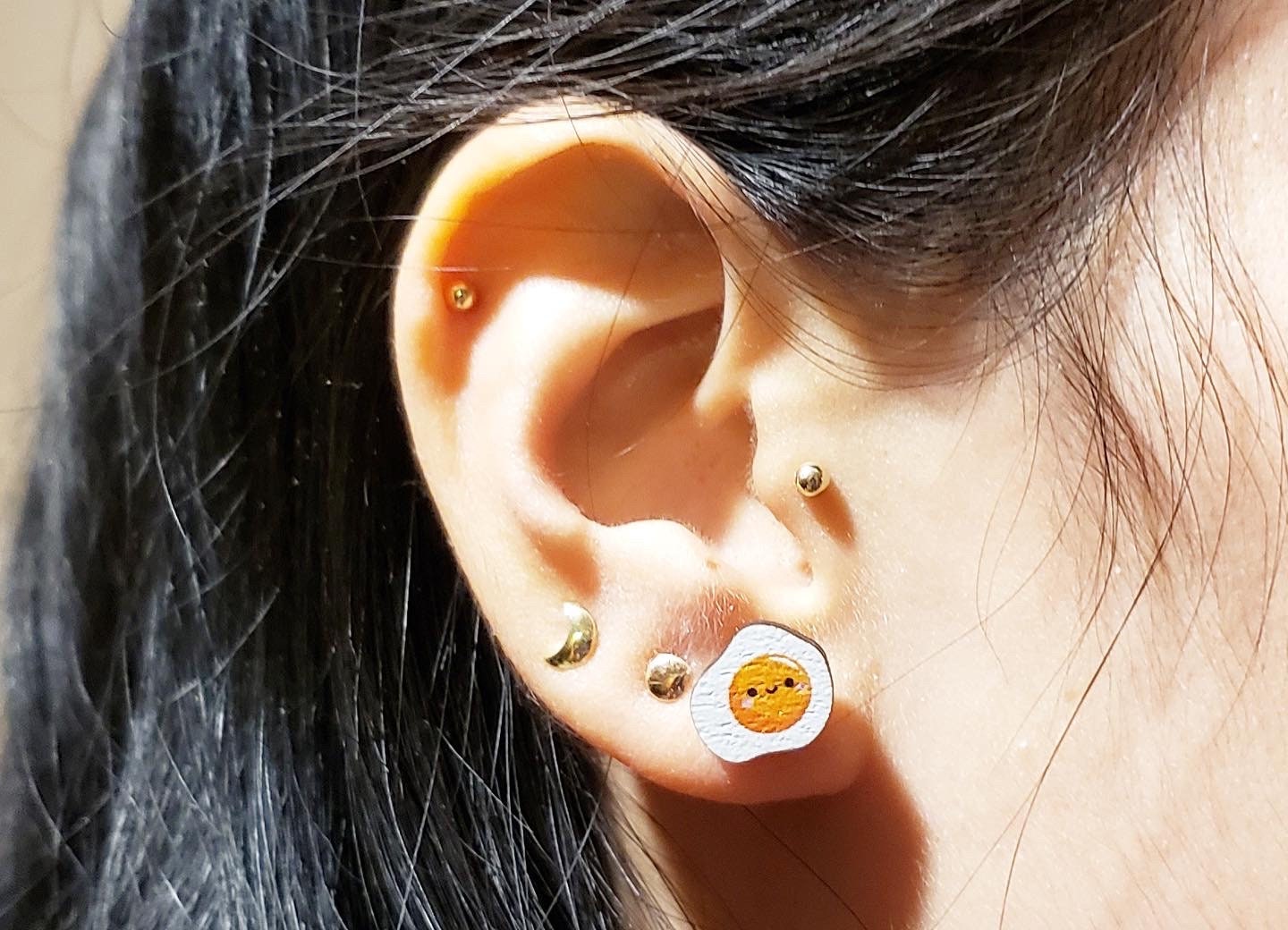 Avocado + Egg Wooden Earring Studs