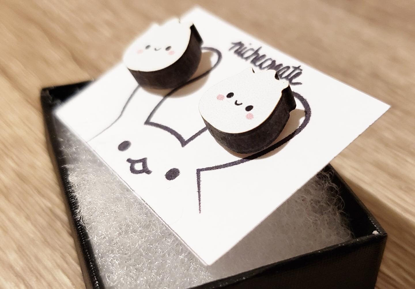 Dim Sum Wooden Earring Studs