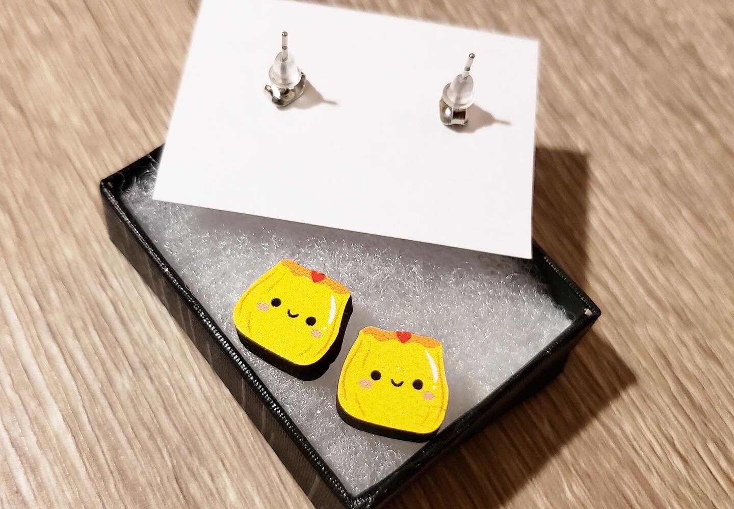Dim Sum Wooden Earring Studs