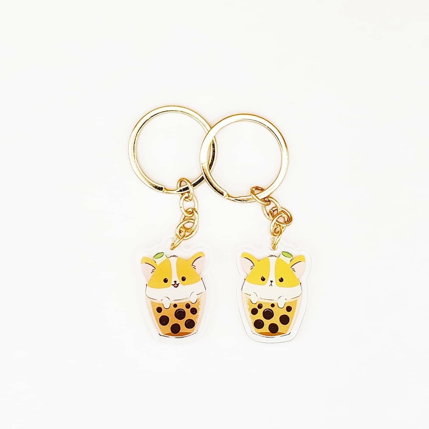 Corgi Keychains | Bubble Tea and Cupcake