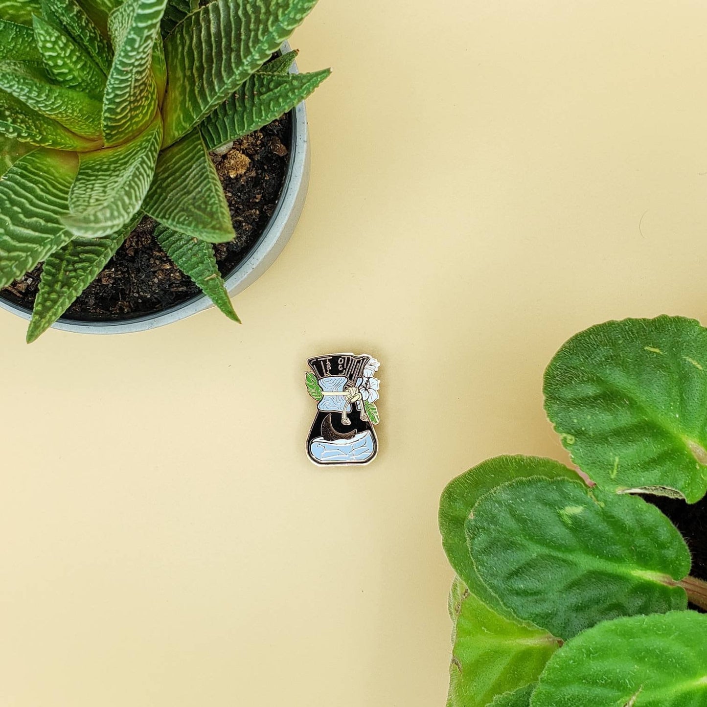 Moonflower Chemex Rose Gold Enamel Pins (Pink, Blue, Yellow)