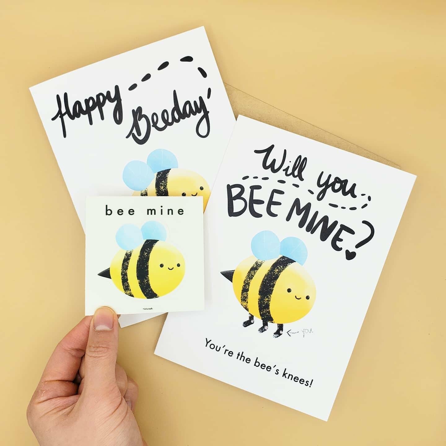 Bee Card + Bee Mine Vinyl Sticker | Birthday/Valentine's Day/Anniversary Card