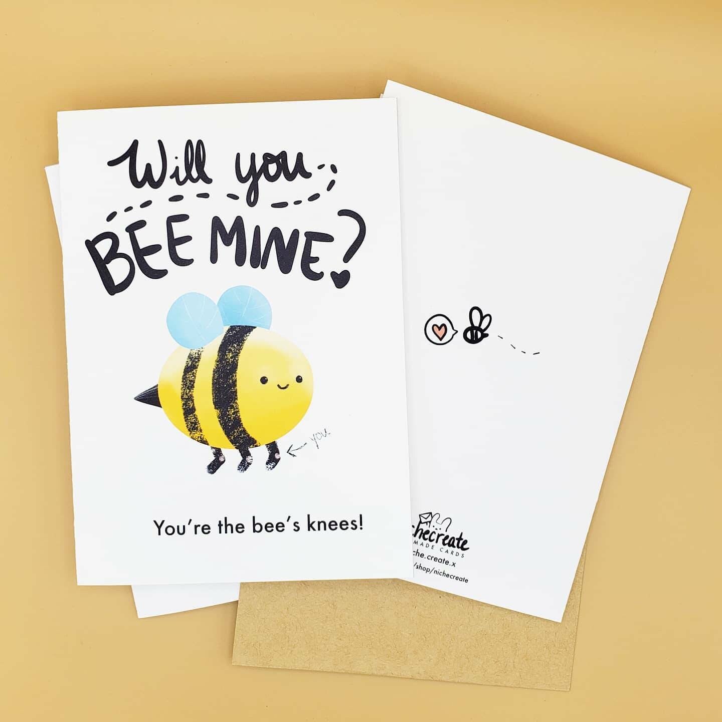 Bee Card + Bee Mine Vinyl Sticker | Birthday/Valentine's Day/Anniversary Card