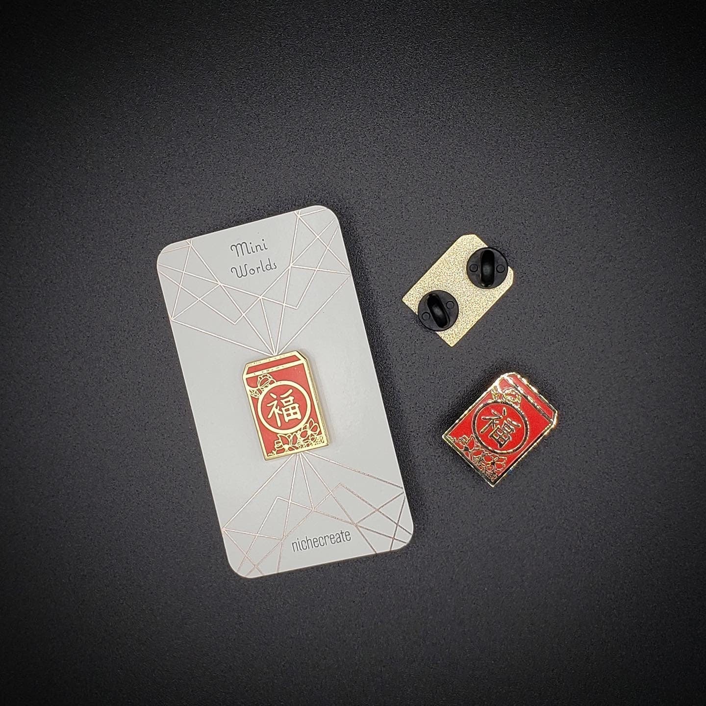 Red Envelope Gold Hard Enamel Pin/Keychains