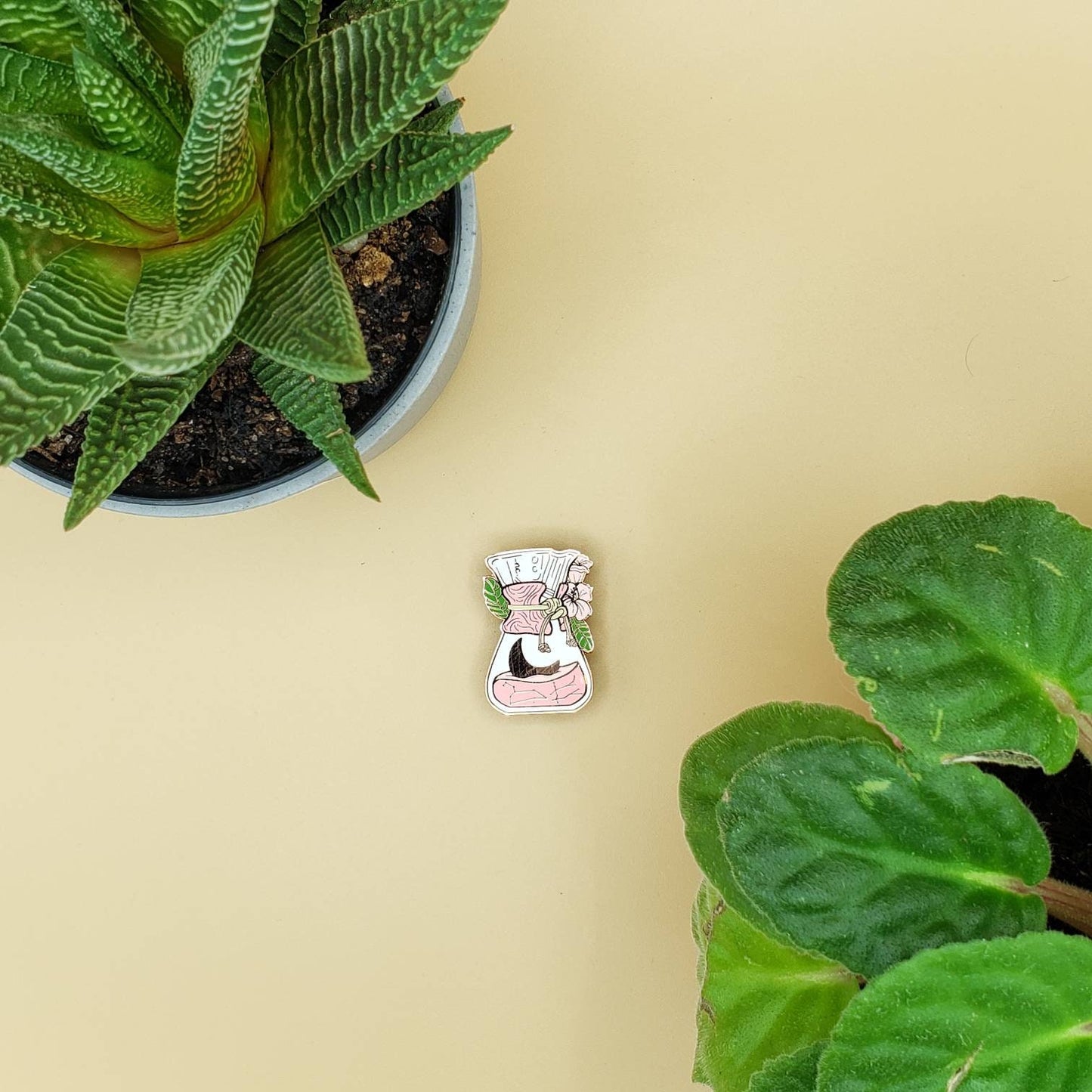 Moonflower Chemex Rose Gold Enamel Pins (Pink, Blue, Yellow)