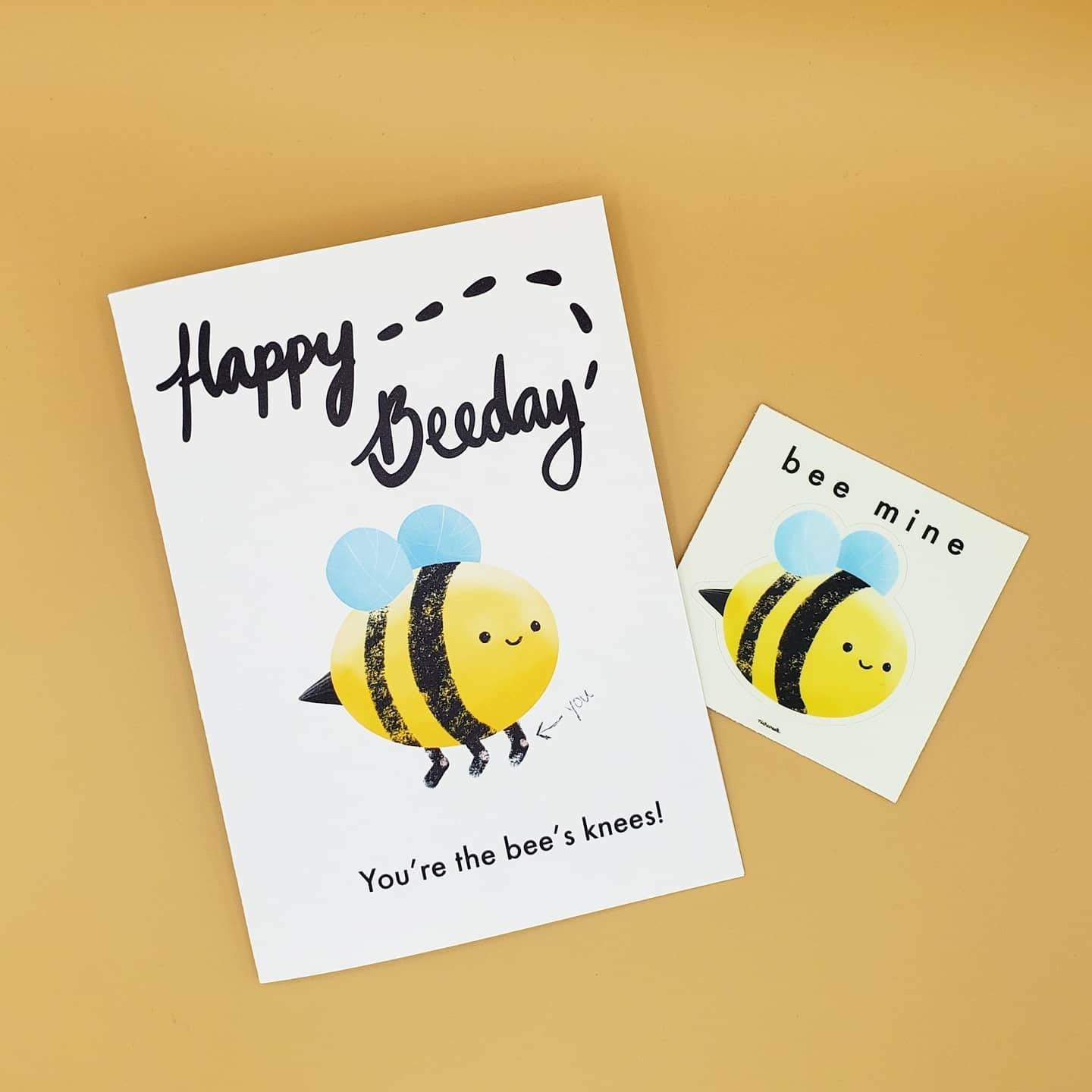 Bee Card + Bee Mine Vinyl Sticker | Birthday/Valentine's Day/Anniversary Card