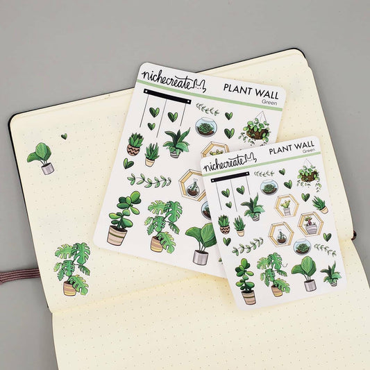Green Plant Wall Planner Sticker Sheet