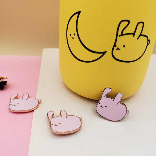 Pink Niche Bunny Rose Gold Hard Enamel Pin