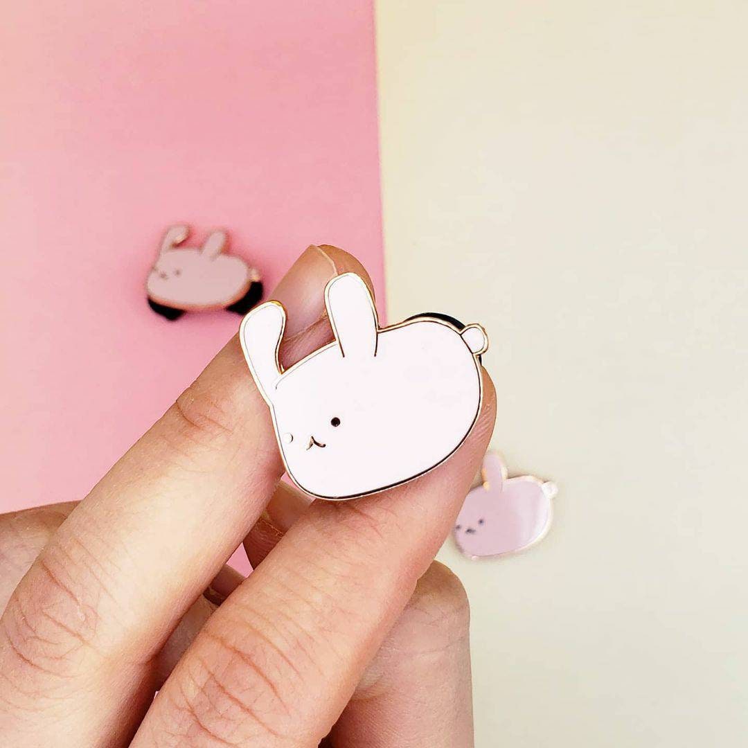 Pink Niche Bunny Rose Gold Hard Enamel Pin