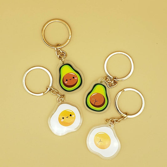 Brunch Egg Avocado Double-sided Butt Keychain