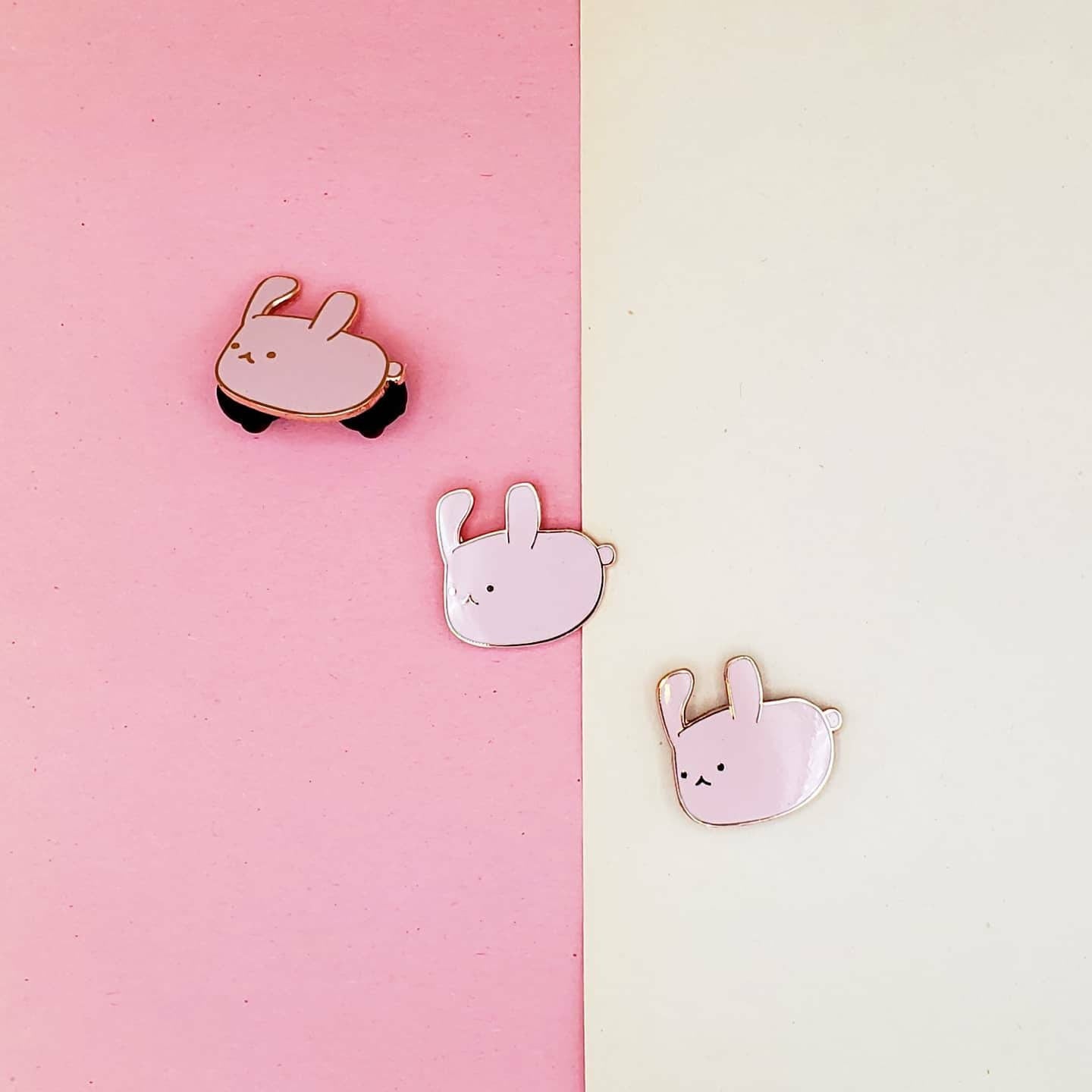 Pink Niche Bunny Rose Gold Hard Enamel Pin
