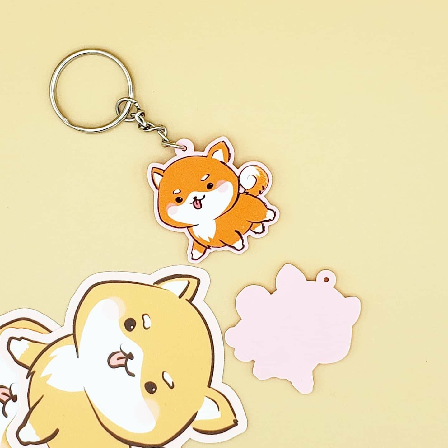 Shiba Inu Pink Keychains