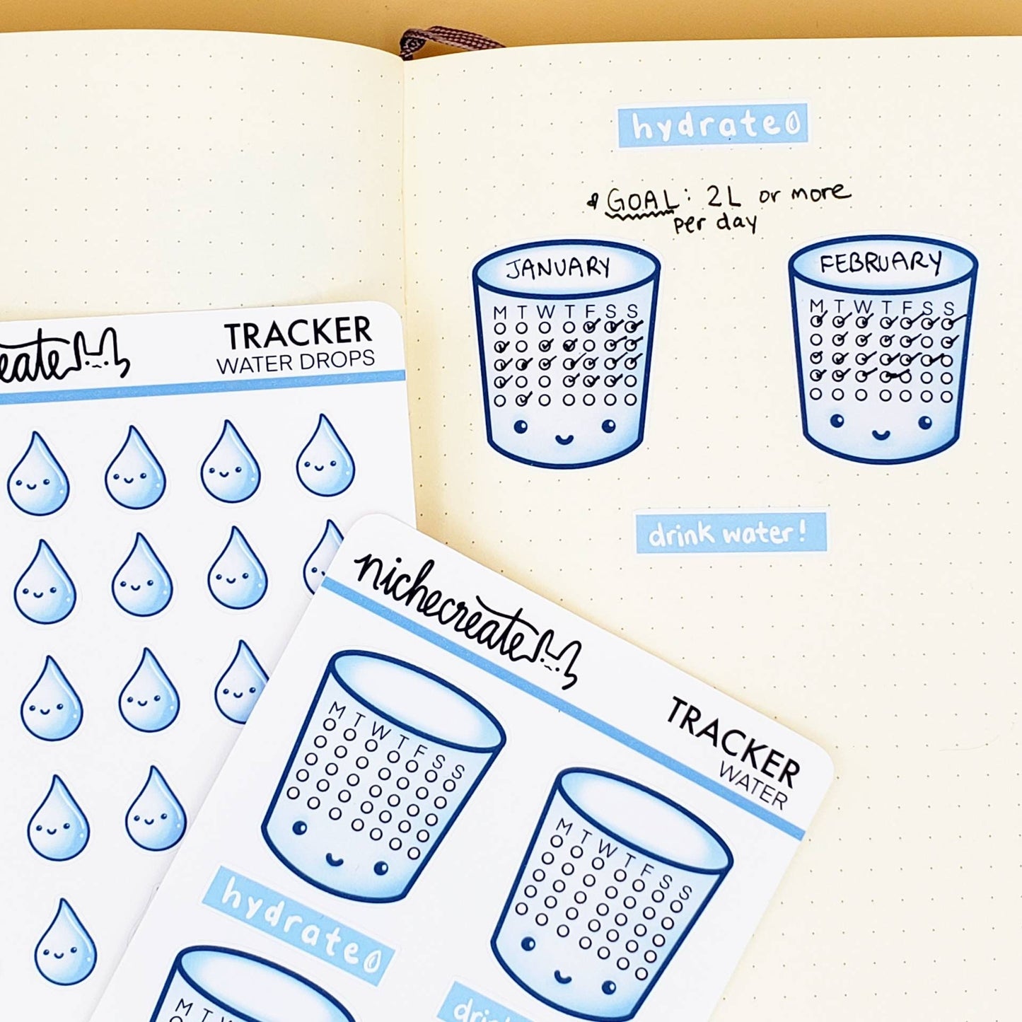 Water Tracker Planner Sticker Sheet Duo