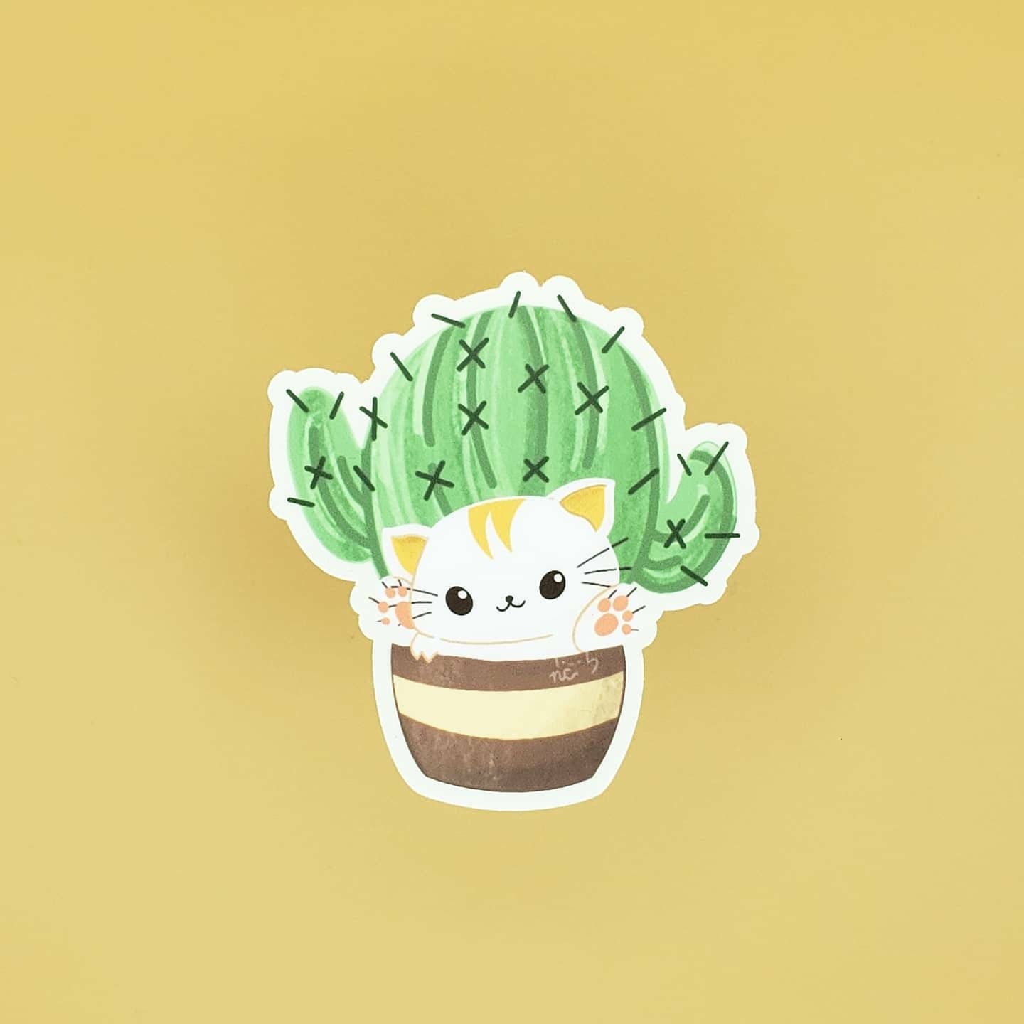 Cat Plant Vinyl Stickers, Coasters, Magnets