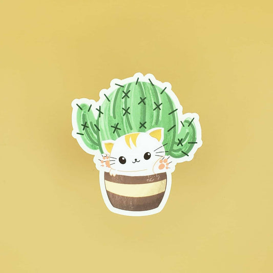 Cat Plant Vinyl Stickers, Coasters, Magnets