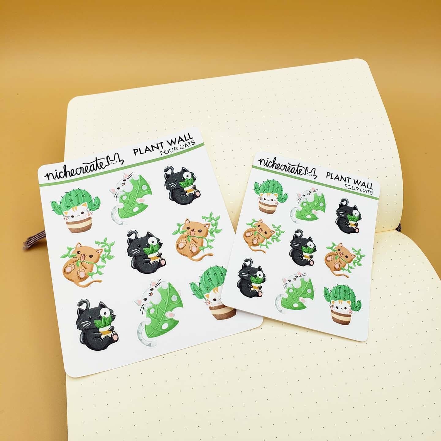 Four Cats + Plants Wall Planner Sticker Sheet