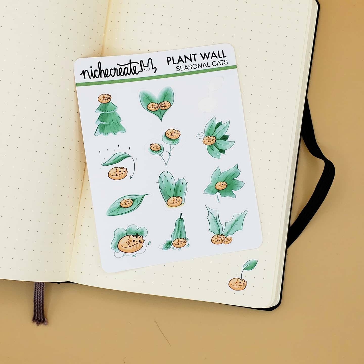 Seasonal Cat Plant Wall Planner Sticker Sheet