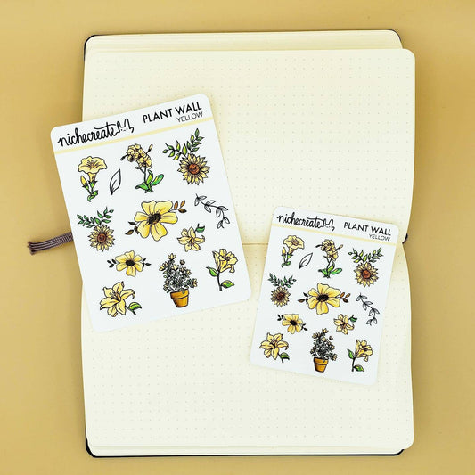 Yellow Plant Wall Planner Sticker Sheet