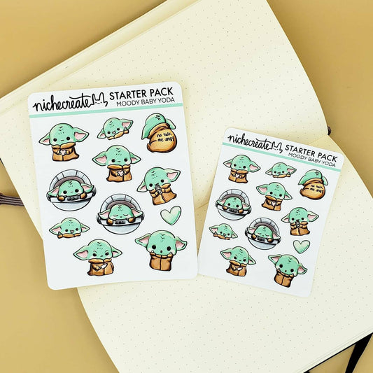 Moody Baby Green Alien Planner Sticker Sheet (Inspired Art)