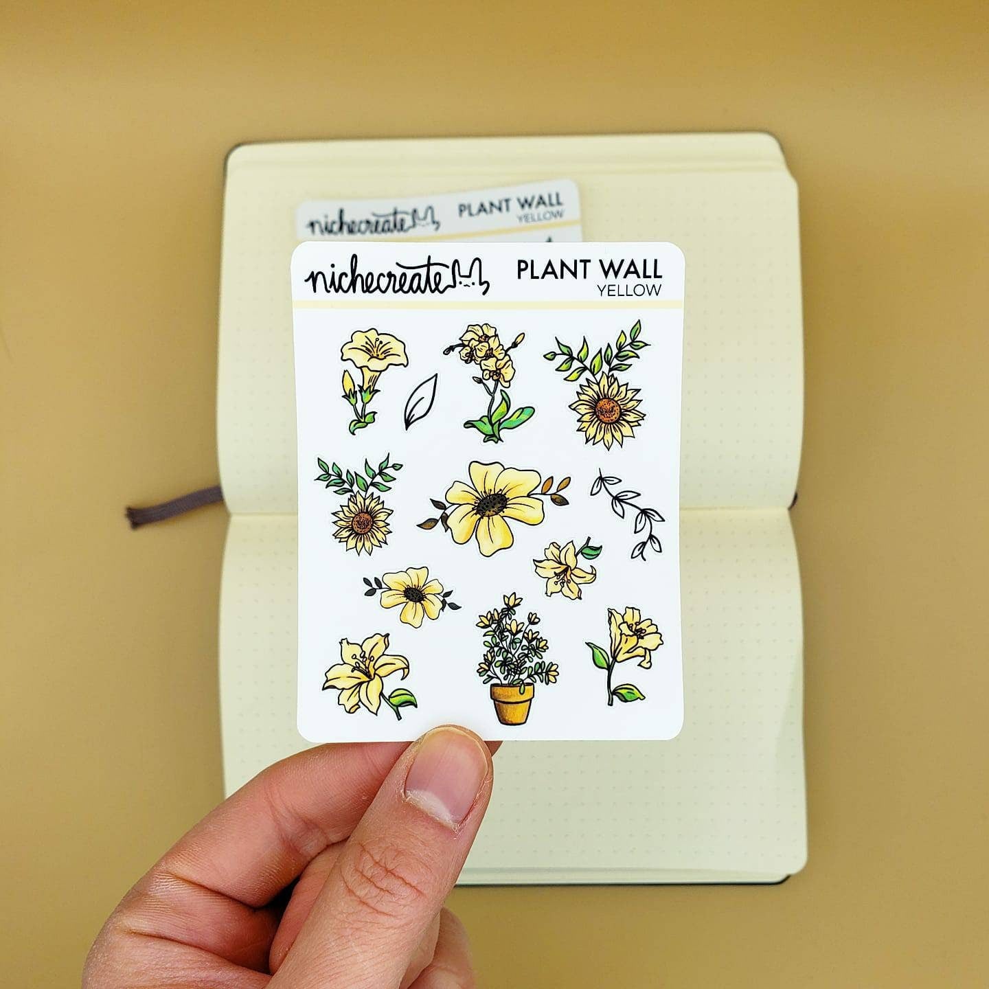 Yellow Plant Wall Planner Sticker Sheet