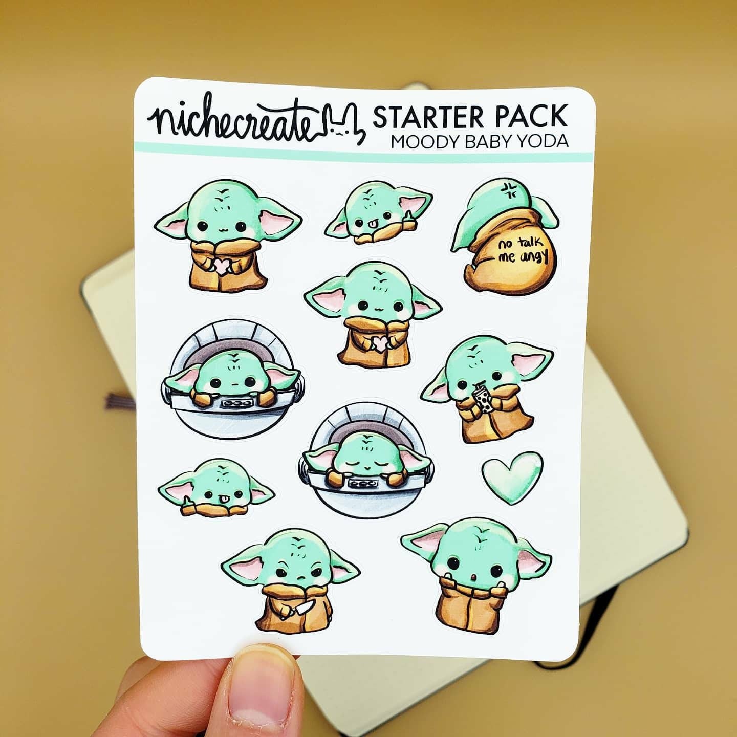 Moody Baby Green Alien Planner Sticker Sheet (Inspired Art)