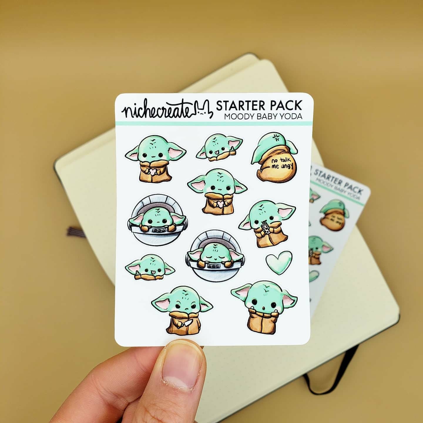 Moody Baby Green Alien Planner Sticker Sheet (Inspired Art)