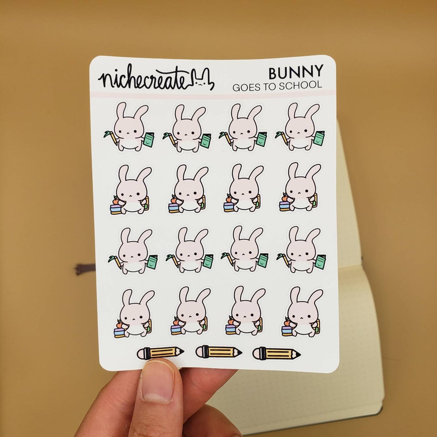 Bunny Goes to School Planner Sticker Sheet