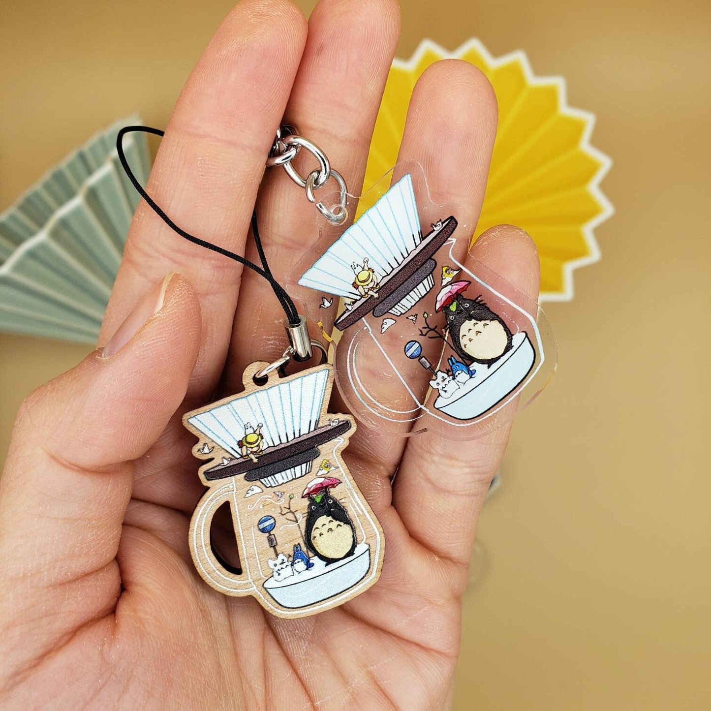 Origami Coffee Dripper Keychains | Yellow, Pink, Orange, Red, Blue, Orange, White, Green (Inspired Art)