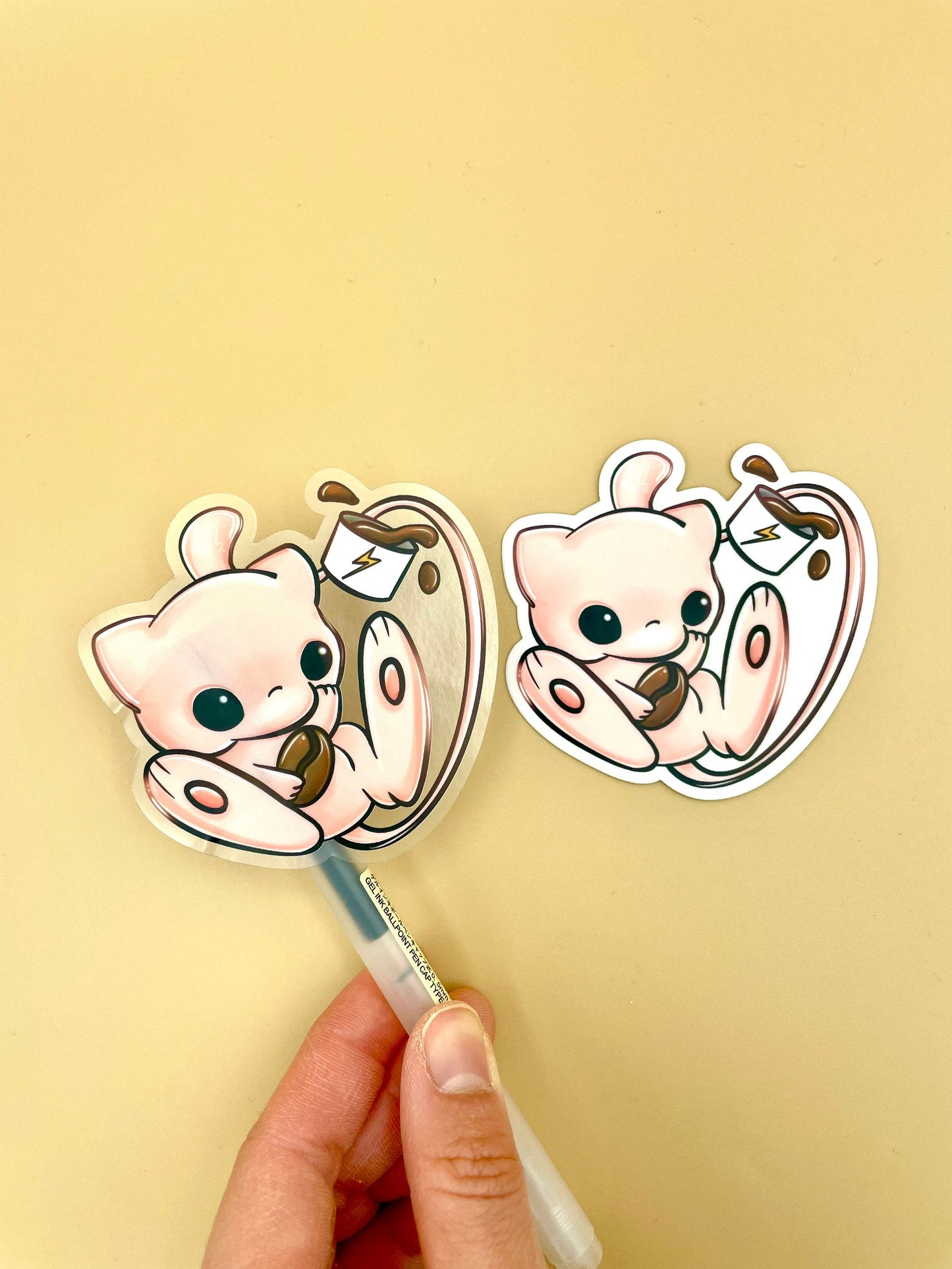 Pink Psychic Coffee Vinyl Sticker and Keychains | Light Pink or Transparent (Inspired Art)