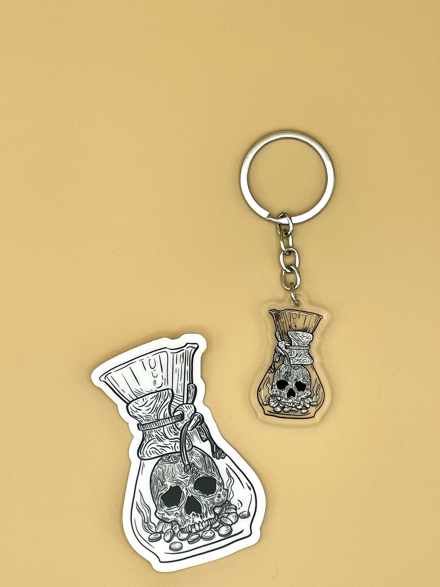 Skull and Kraken Chemex Keychains