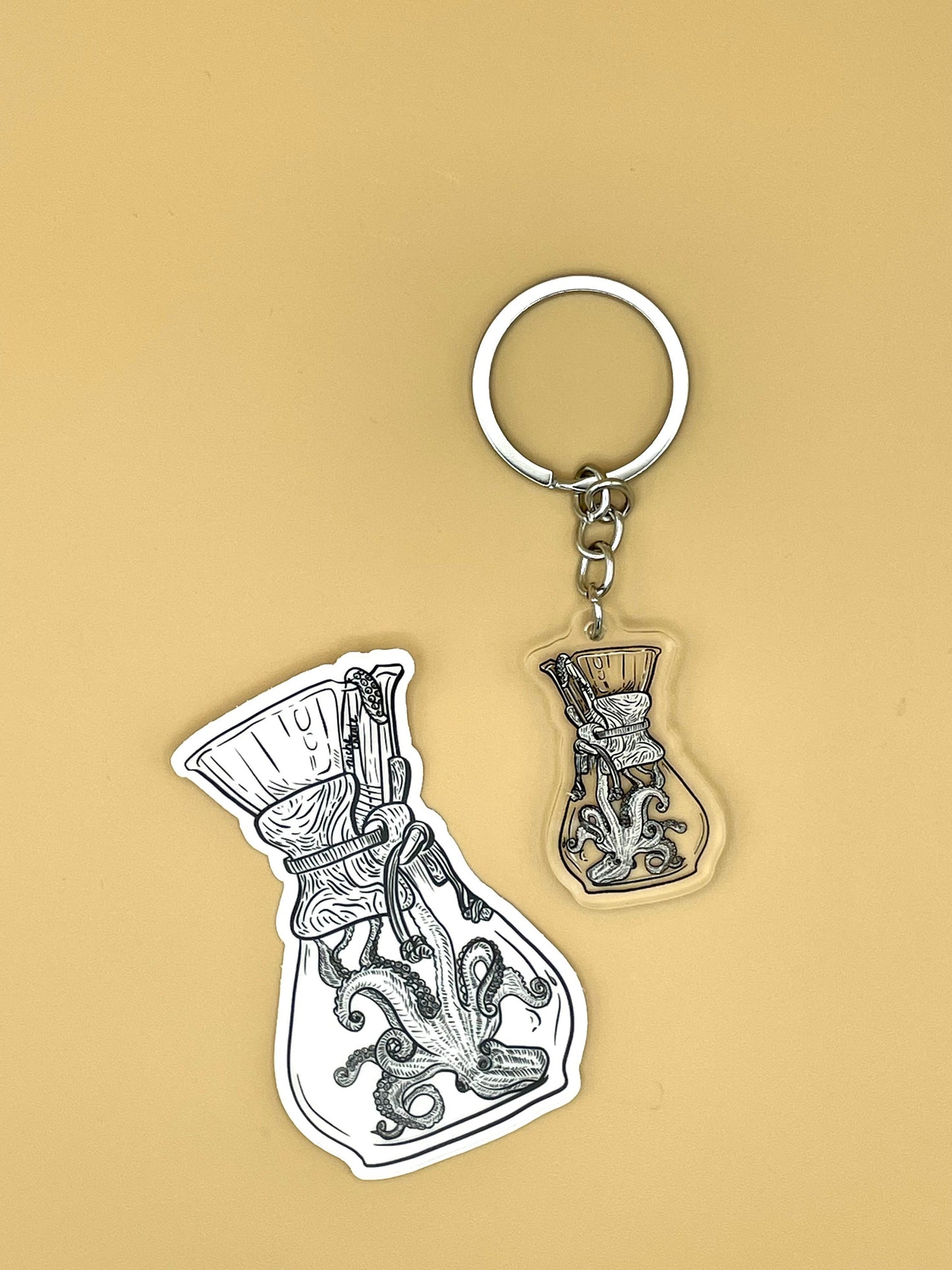Skull and Kraken Chemex Keychains
