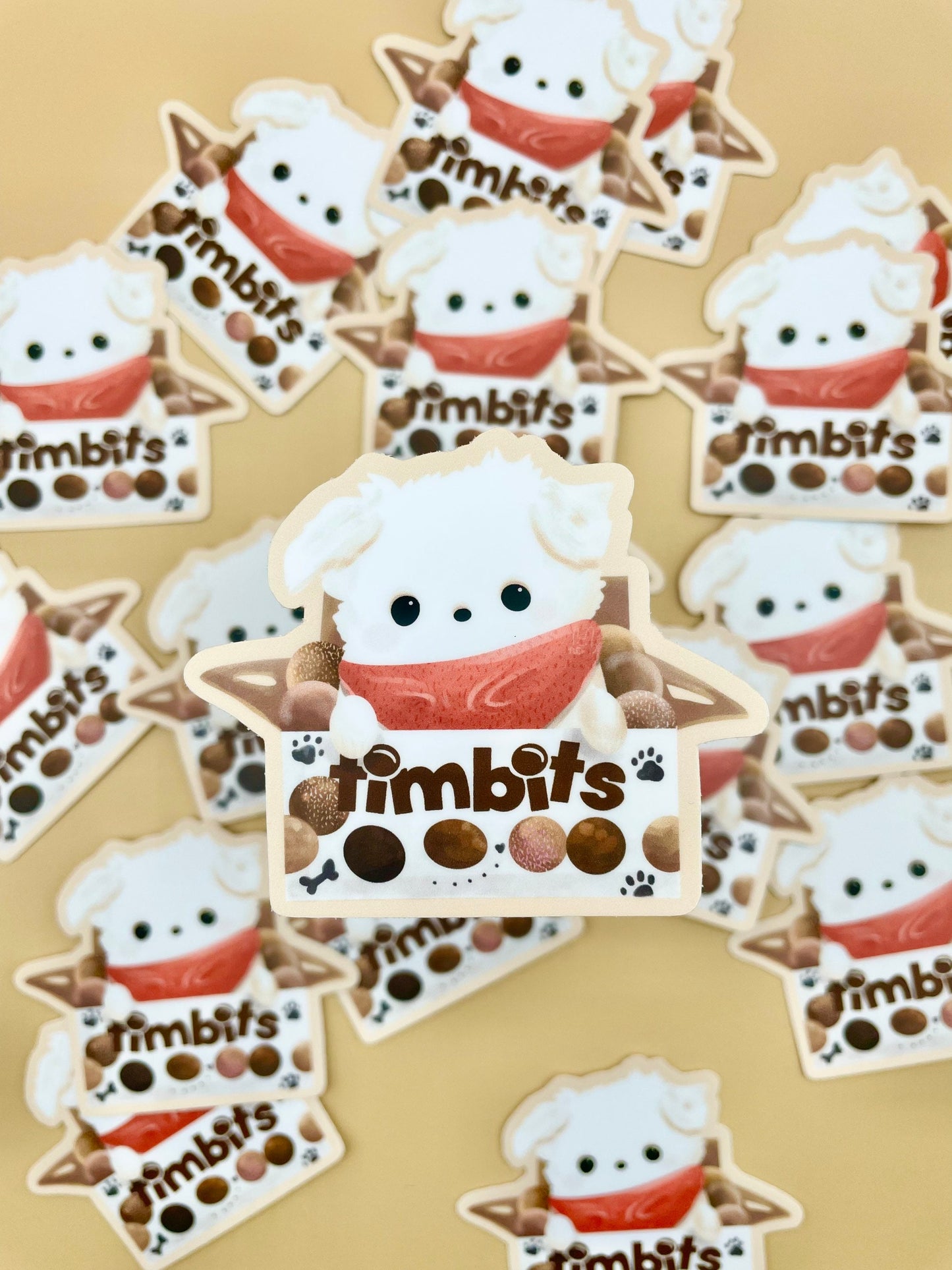 Timmy Coffee Donut Vinyl Sticker | Maltese Dog Puppy Doughnut Canadian Sticker