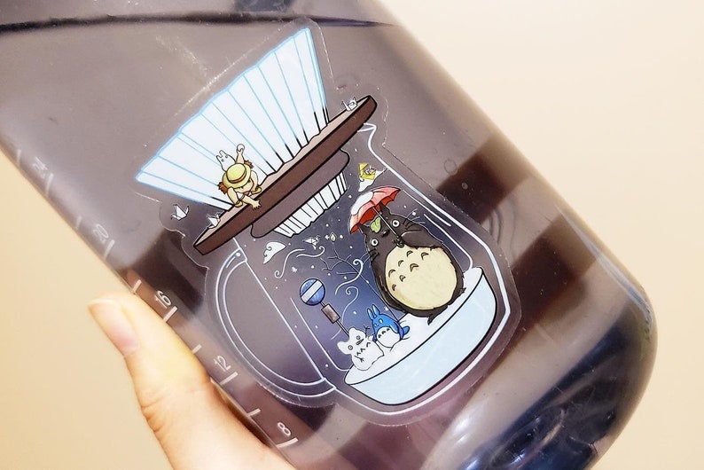 Spirit Café Origami Coffee Vinyl Stickers (Transparent) - Green and White, Spring and Winter