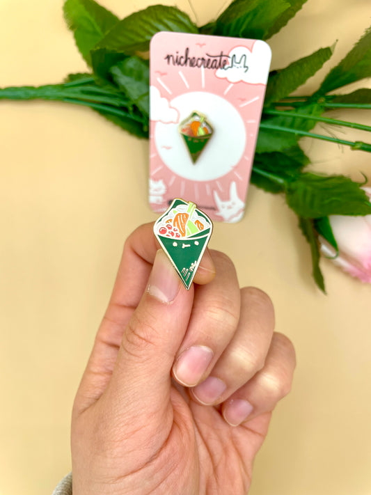 Temaki Gold Hard Enamel Pin | Sushi Hand Roll