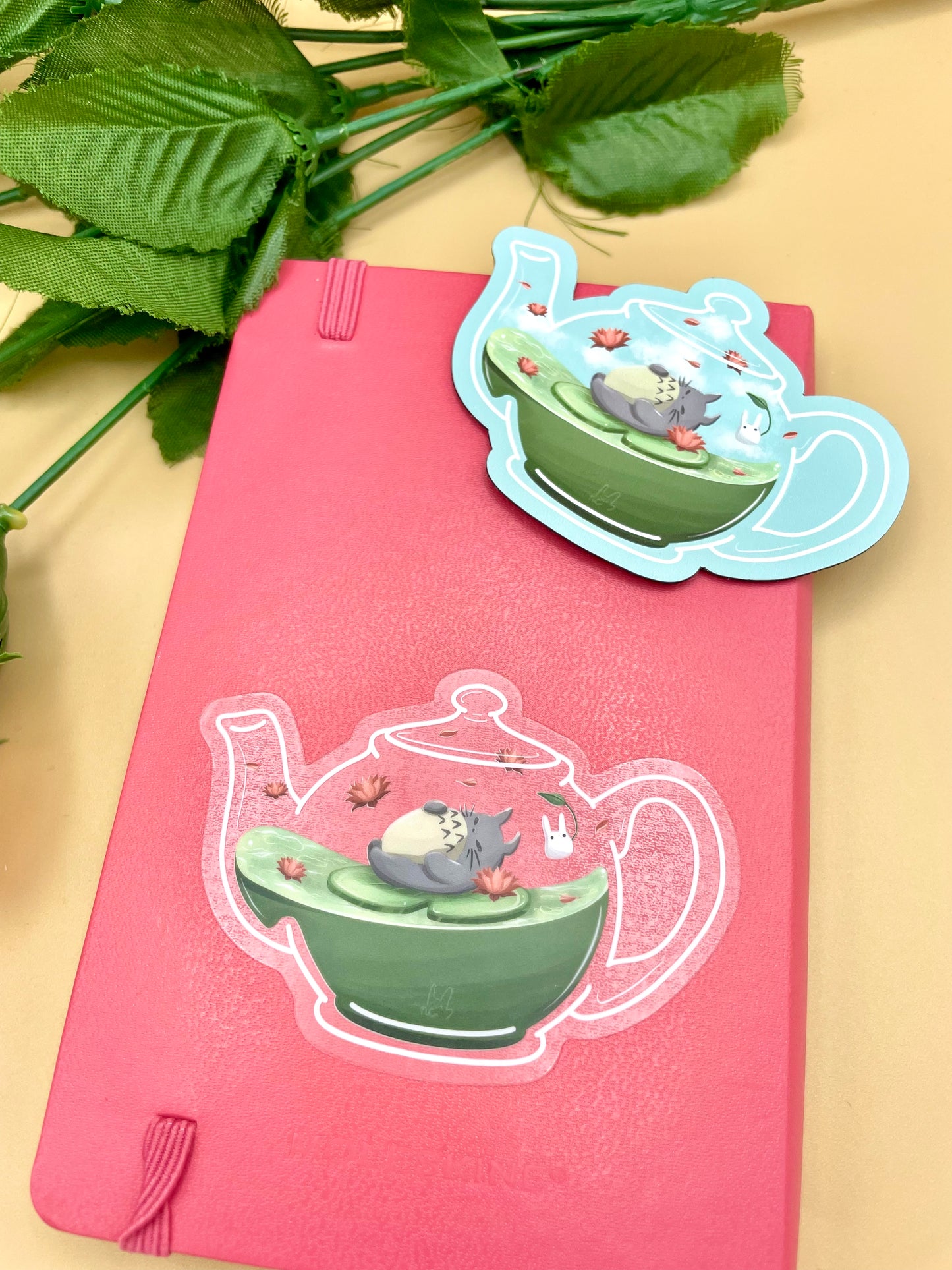 Spirit Café Matcha Teapot Vinyl Stickers (Transparent)/Keychains/Magnets