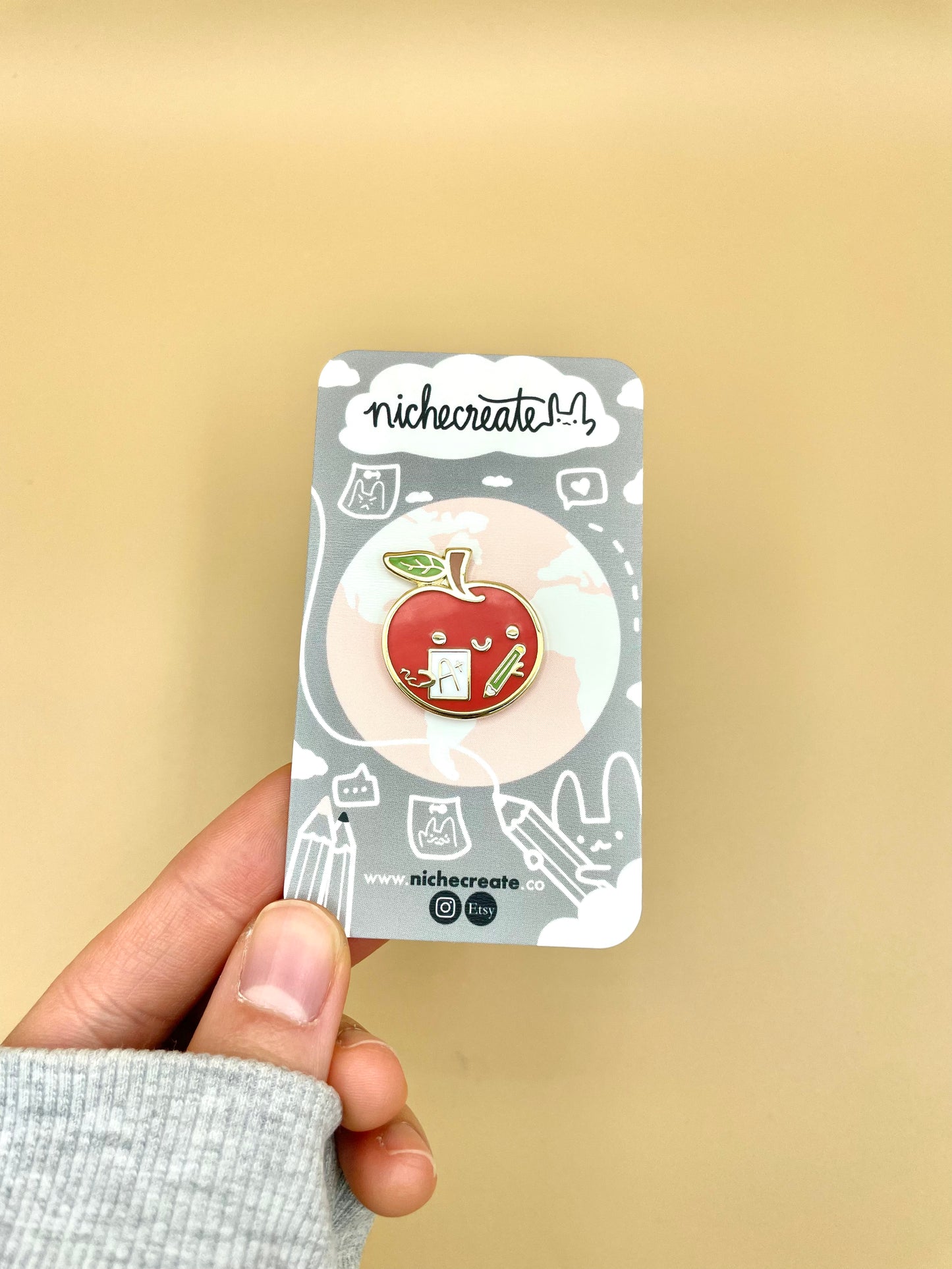 Apple A+ Gold Hard Enamel Pin | Education, Teachers, Students, School