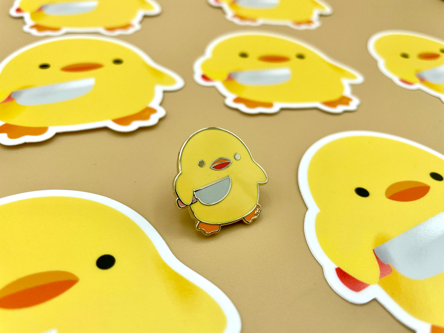 Stabby Duck Gold Hard Enamel Pin