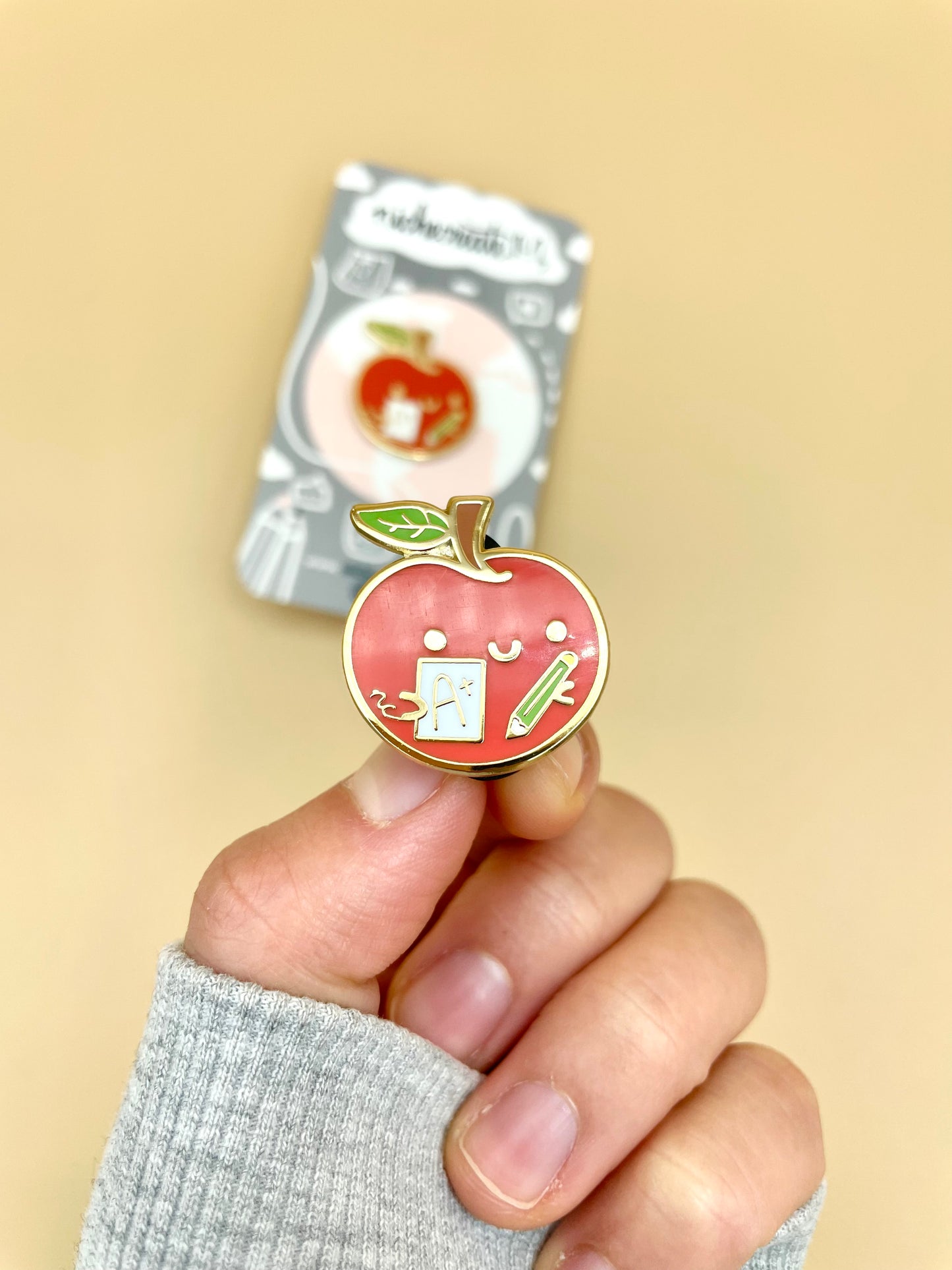 Apple A+ Gold Hard Enamel Pin | Education, Teachers, Students, School