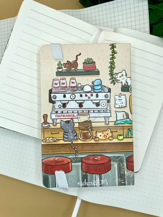 Cat Café Notebooks | A5, A6 | Grid, Dotted Bullet Journal, Blank, Lined