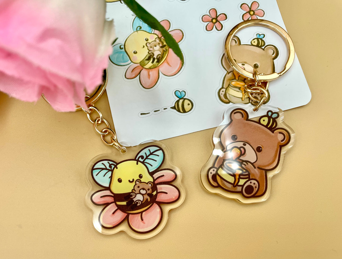 Bee + Bear Acrylic Keychain