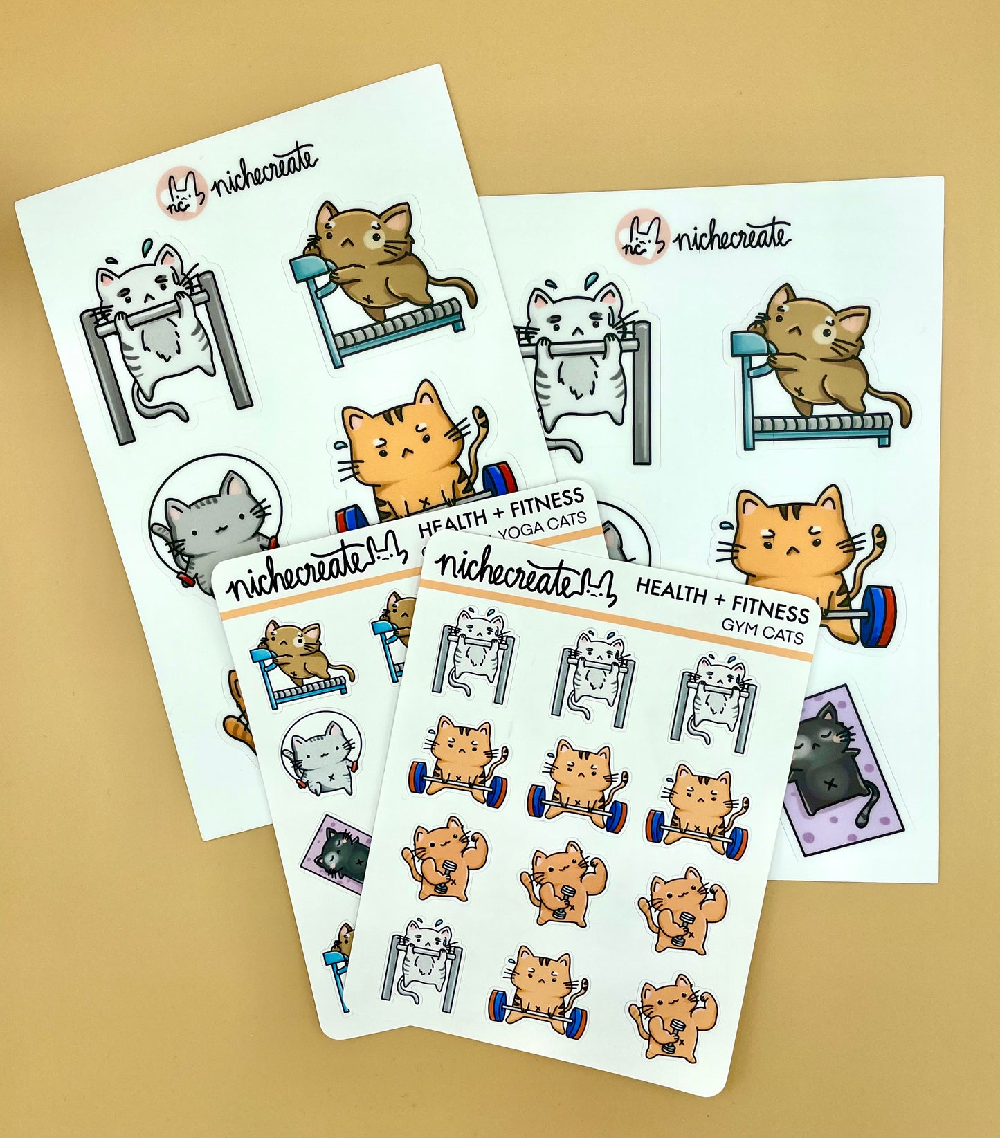 Gym Cats Vinyl Sticker Sheet