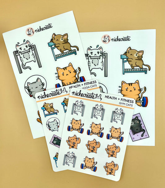Gym Cats Vinyl Sticker Sheet
