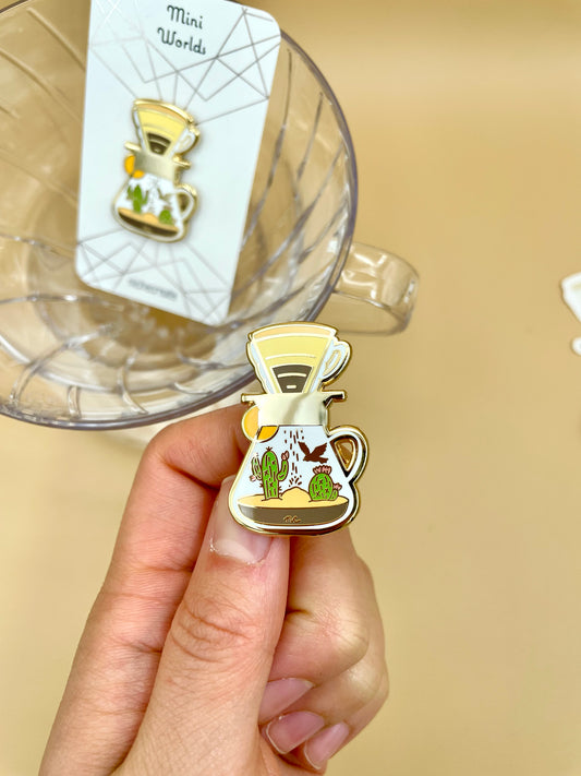 V60 Desert Gold Enamel Pins | Pour Over Coffee